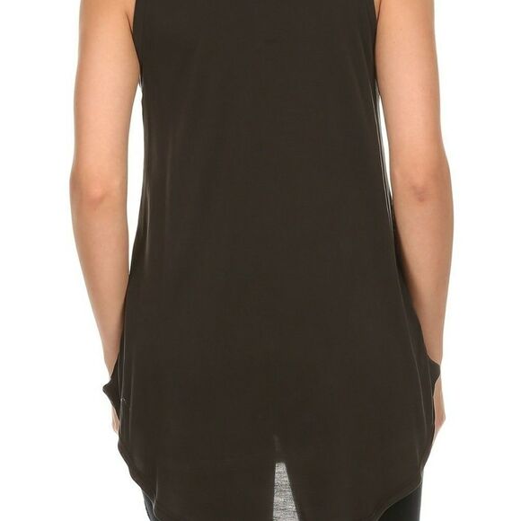 Women's Tunic Tank Top High Low Black Size Small - Picture 2 of 8